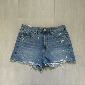 American Eagle Blue Jean Shorts with Floral Embroidery